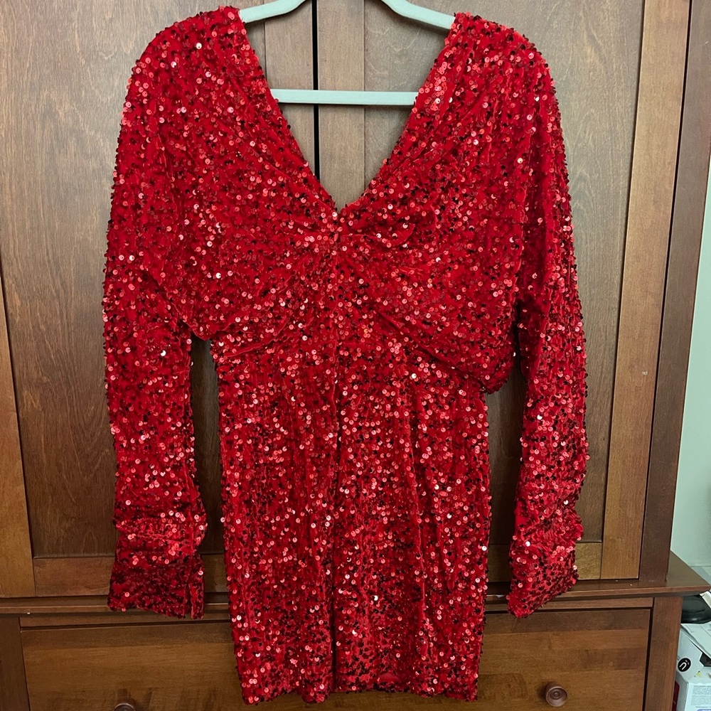 Red Sequin Mini Dress